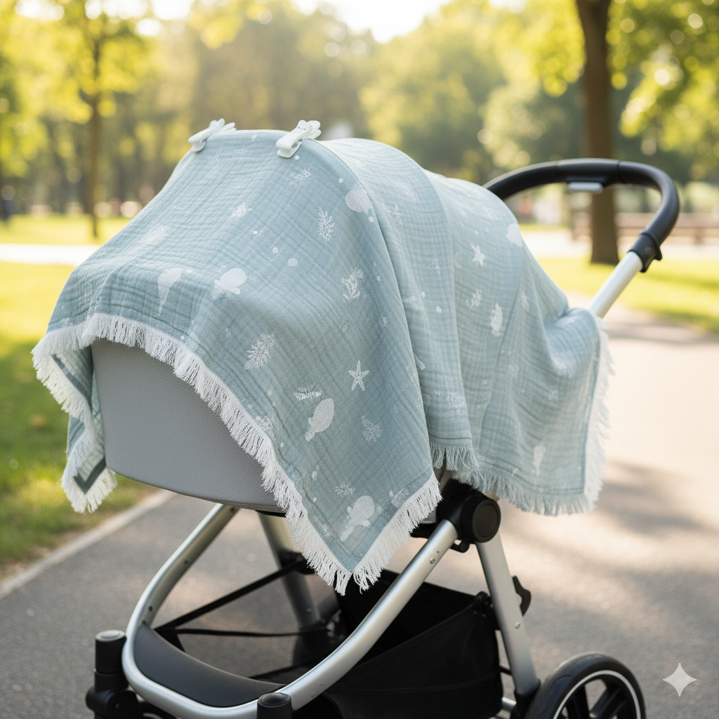 Oppland Erkek Bebek Battaniyesi Jakarlı Çift Katlı Ultra Lüks Yumuşak Müslin Kumaş 100*120 cm